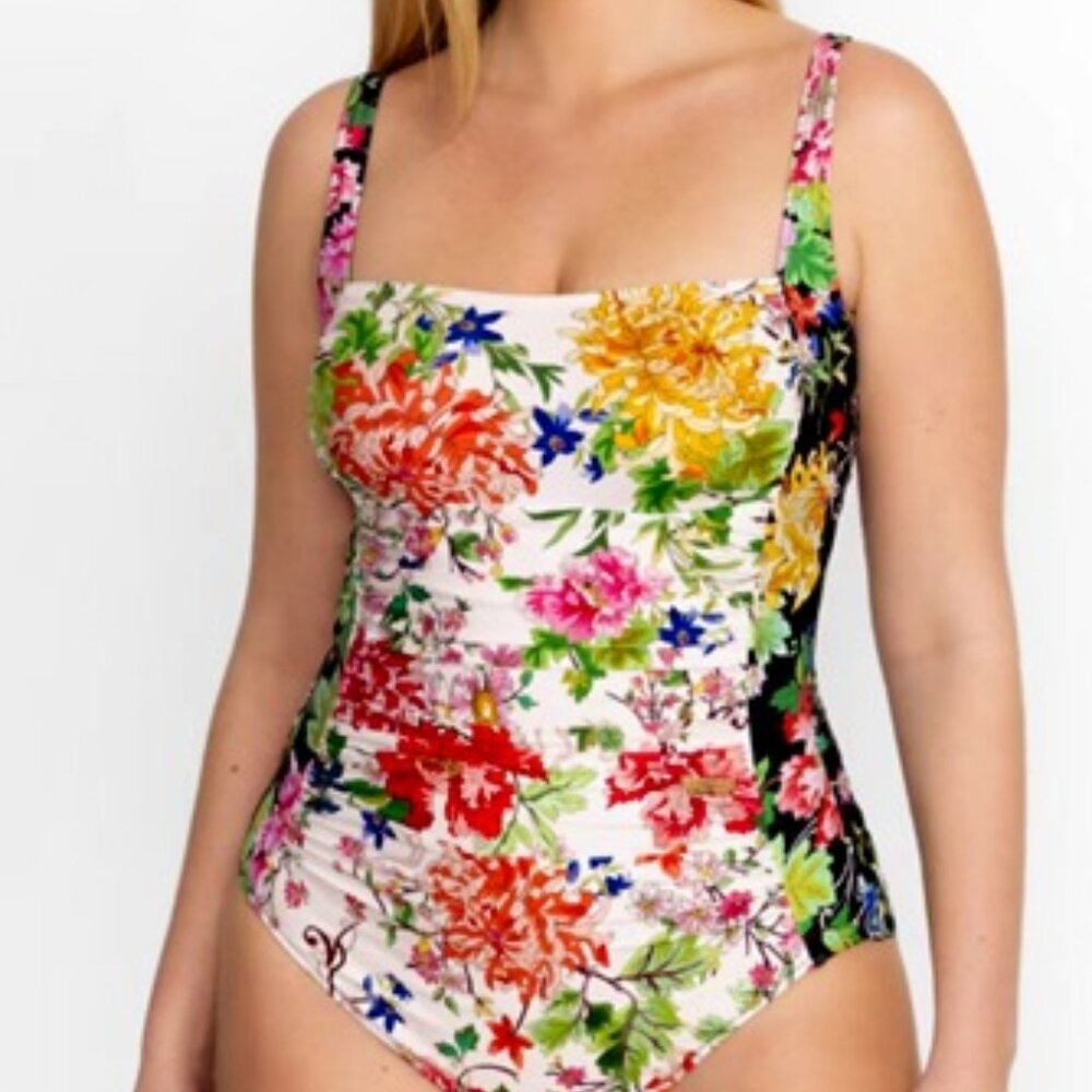 Johnny Was Plus Size Metalli Ruched One Piece, 2X @ Great Price!!